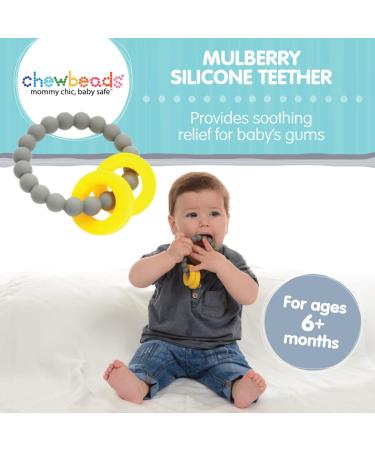 Chewbeads Mulberry Teether - Textured 100% Silicone Teething Ring for Babies & Toddlers - Punchy Pink - Buy Online on GoSupps.com