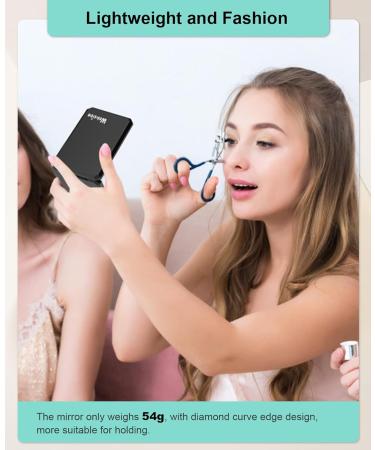 wobsion Compact Mirror Small Mirror for Purse Pocket Mirror with Magnification for Purse Handbag Travel Small Makeup Mirror Gifts for Girls(Black) - Buy Online on GoSupps.com