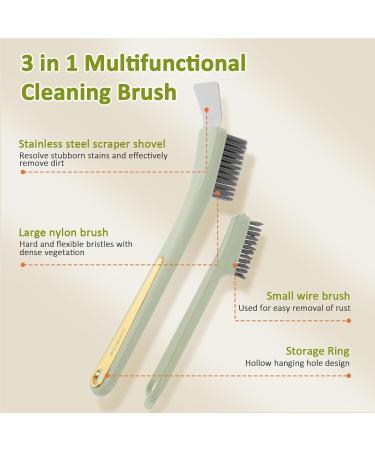 Steel Wire Brush with Scraper - Kitchen Brush with Scraper | Bathroom Scraper Brush Steel Wire Scrubber | Home Cleaning Gadgets Heavy Duty Dirt Removal Brush for Tile Sink Drains Green 3 - Buy Online on GoSupps.com