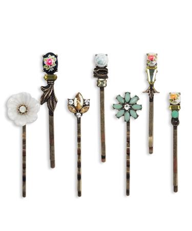 GRY 7PCS Vintage Elegant Hairpins Retro Hair Pins Metal Bobby Pins Hair Clips Hair Accessories for Women Ladies and Girls Headwear Styling Tools