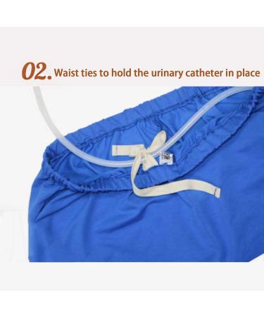 Comfortable Daily Wear Trousers & Shorts for Elderly with Urine Drainage Bag - Ostomy & Fistula Surgery Patients - XXL - XXLarge - 7 Points Blue - Buy Online on GoSupps.com