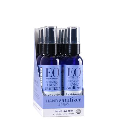 EO Organic Hand Sanitizer Spray: French Lavender, 2 Ounce, 6 Count Box