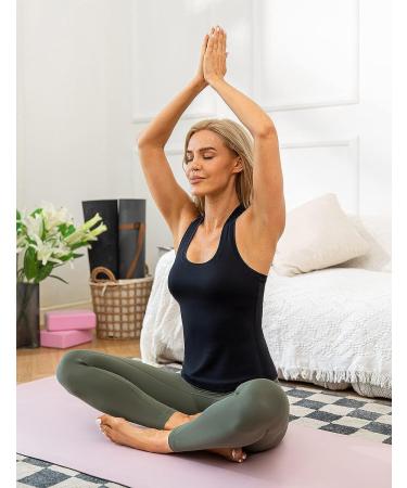 Ukaste Women's Studio Essential Racerback Tank Top - Black - Waist Length - Yoga Performance Workout Top - Buy Online on GoSupps.com