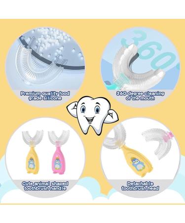 Children's U-Shaped Toothbrush - All-Round Manual Silicone Brush in Pink & Yellow | Ideal for Whole Mouth Cleaning - Buy Online on GoSupps.com