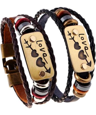 ABOOFAN 2pcs adjustable bracelet Leather Wrist Cuff Woven Wrist Cuff bracelet bracelets beaded mens beaded bracelet leather bracelet wrap Cords Bracelets student stackable birthday present 20X2cmx2pcs As Shownx2pcs - Buy Online on GoSupps.com