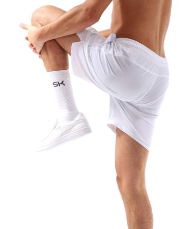 Sportkind Boys & Men Ultralight Tennis & Padel Training Shorts - Breathable Elastic UV Protection - 146 White - Buy Online on GoSupps.com