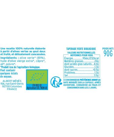 ALBERT MENES AM - Spreads - Organic Green Tapenade - 90 g - Buy Online on GoSupps.com