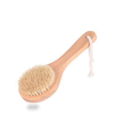 Back brush with natural soft bristles short handle bamboo wood