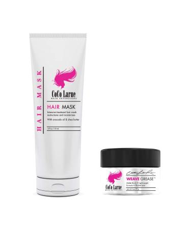 CoCo La Rue Hair Mask Dry Damaged Hair - Healthier Scalp and Softer Hair - Restores Elasticity - No Greasy Feel - Highest Possible Quality For Dry Damaged Hair (2 Pack) Hair Mask & Weave Grease (2-Pack)