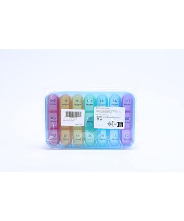 7-Day Pillbox with 3 Compartments | German Medication Organizer | 21 Compartment Tablet Box for Daily Use - Blue Housing - Buy Online on GoSupps.com