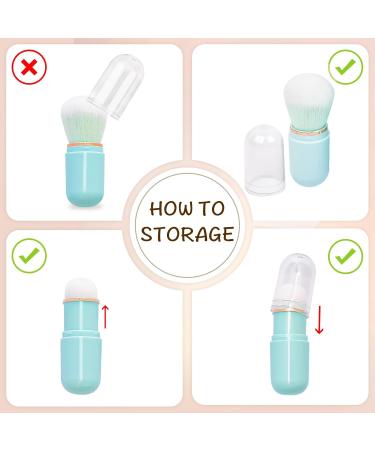 Retractable Kabuki Brush Travel Makeup Brush Cute Capsule-shape Blush Brush Foundation Brush Suitable for Liquid Foundation Pressed Powder Contour Cream Blue - Buy Online on GoSupps.com