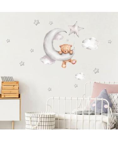 Cute Bears and Night Sky Wall Stickers for Kids' Room Decor - Moon, Stars, Clouds - Nursery Wall Decals - Buy Online on GoSupps.com