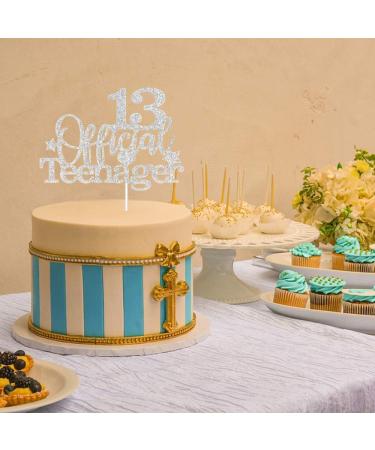 Tenhaisi Gilttery Sliver 13 Ofiicial Teenager Cake Topper Happy 13 Teenager Birthday Cake Topper Cheers to 13 Years Decoration - Buy Online on GoSupps.com