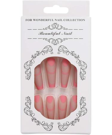 Coffin False Nails Press on Nails French Long Fake Nails Ballerina Acrylic Stick on Nails 24pcs for Women and Girls (Color : Pink Size : P) - Buy Online on GoSupps.com