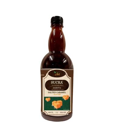 Sukra Premium 1L Syrup for Coffee & Cocktails Sugar Free Salted Caramel Flavor Vegan Gluten Free & Fat Free.