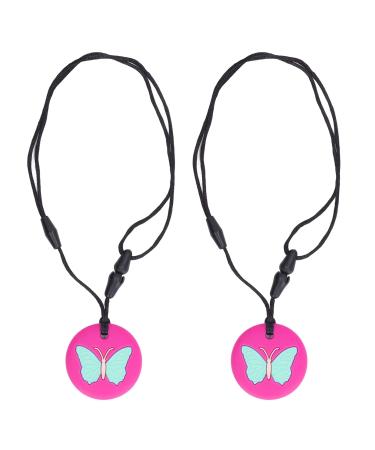 Chewable Necklace 2 Pack | Sensory Wearable Chew Necklace | Safe Silicone for Kids | Healthy Growth - Rose Red - Buy Online on GoSupps.com