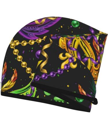 Microfiber Hair Drying Cap - Quick Dry Towel for Curly Long & Thick Hair | Mardi Gras Absorbent Hair Wrap with Button - Buy Online on GoSupps.com