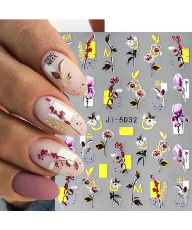 Dornail 5D Embossed Bronzing Nail Stickers - Spring Floral Decals for Women Manicure - Colorful Flower & Bird Nail Art Accessories - Buy Online on GoSupps.com