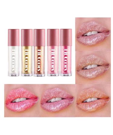 Eyret Lipstick Set Glitter Lip Gloss Suit Waterproof Lip Stick Non-faded Lip Glaze Sets Gifts Makeup Cosmetic for Women and Girls(5Pcs)(M-Set)