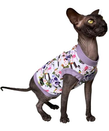 Kotomoda Cat's T-shirt Lilac sculls for Sphynx and naked cats (Small) - Buy Online on GoSupps.com