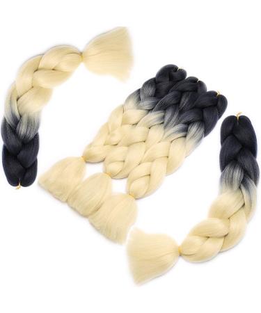 Buy Braids Extensions - Kanekalon Crochet Hair 5pcs 60cm Colorful Black & Light Blonde - Shop Quality Synthetic Hair for International Shipping! - Buy Online on GoSupps.com