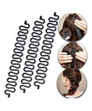 3 Pcs Hair Braiding Tool Roller With Hook Magic Hair Twist Styling Bun Maker DIY Hair Style Accessories Black