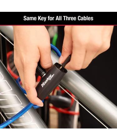 Master Lock 8127TRI Bike Lock Cables 3 Pack Keyed-Alike - Blue/Green/Red - 6 ft. Long - Buy Online on GoSupps.com