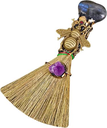 Broom Pendant | Natural Small Wiccan Ritual Broom Cute Car Pendant Handmade Crystal Wand Points Broom Miniature Home Decor for Halloween Decoration Frifer - Buy Online on GoSupps.com