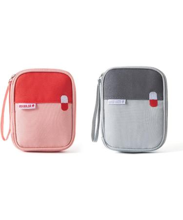 Buy XPEX Mini Travel Pharmacy Bag - Waterproof First Aid & Medication Case - Portable Emergency Bag for Home & Camping (Gray Pink) - Buy Online on GoSupps.com