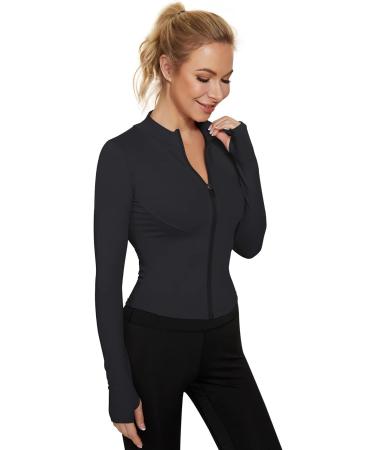 IECCP Women's Gym T-Shirt - Long Sleeve Yoga Crop Top with Half Zipper & Thumb Hole - Lightweight Fitness Shirt - Black - Buy Online on GoSupps.com