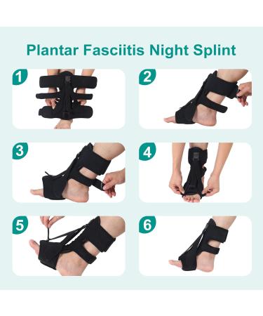 Contatto Plantar Fasciitis Night Splint - 3 Adjustable Straps Aluminum Bar - Relief for Foot Pain Achilles Tendonitis - Unisex Foot Brace - Buy Online on GoSupps.com