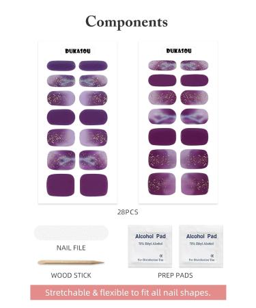 Buy Semi Cured Gel Nail Strips - 28Pcs Purple Lightning DIY Gel Nail Wraps with Prep Pads & Nail File Compatible with UV Nail Lamps - International Shipping - Buy Online on GoSupps.com