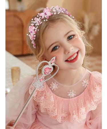 IYOU Flower Girl Hair Accessories Pink Floral Wedding Headband Pearl Wedding Holy Communion Headpiece for Girls - Buy Online on GoSupps.com