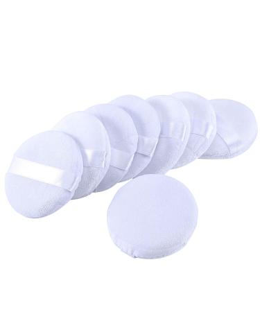 Senkary 8 Pack Cotton Powder Puffs 2.36 Inch Makeup Puff Pads for Compacts, Loose Face Powder, White 2.36 Inch (Pack of 8)