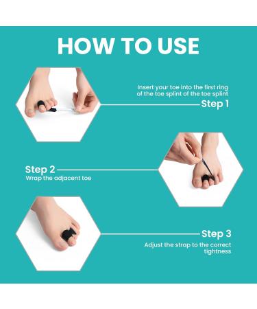 10 Pack Hammer Toe Corrector & Toe Splint - Orthopedic Brace Cushioned Bandages for Broken & Crooked Toes - Heal Wrap Separators (Black 5L + 5S - Buy Online on GoSupps.com