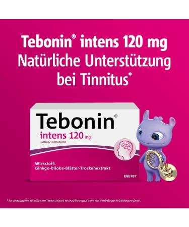Tebonin Intensive 120 mg - 60 Tablets for Tinnitus Relief | Ginkgo Biloba Extract for Ear Noise & Dizziness Support | Buy Online Internationally - Buy Online on GoSupps.com