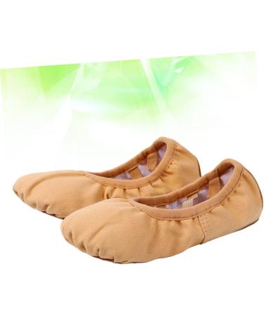 AMOSFUN Foldable Ballet Shoes for Travel & Yoga | Stretch Slipper Flat Shoes for Kids | Brown 33 - Perfect for Ballet Training & Exercises - Buy Online on GoSupps.com