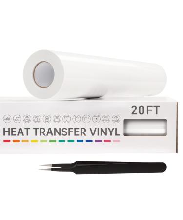 VinylRus Heat Transfer Vinyl-12 x 50ft White Iron on Vinyl Roll for Shirts, HTV  Vinyl for Silhouette Cameo, Cricut, Easy to Cut & Weed