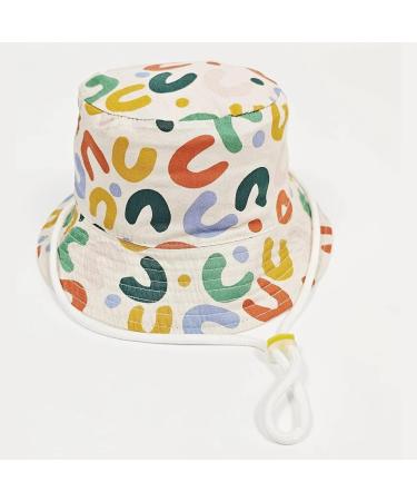 XYIYI Kids Bucket Hat | Adjustable Sun Beach Hat for Boys Girls 12-24 Months | Cute Beige & Graffiti Letters Print - Buy Online on GoSupps.com