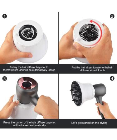 Universal Hair Diffuser Attachment for Curly, Wavy, Thick, and Natural Hair - Adjustable 1.4-2.6 inch Dryer Nozzle in White - Buy Online on GoSupps.com