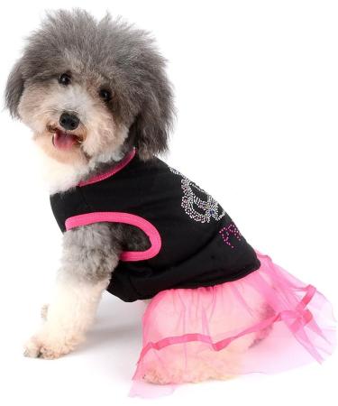 Ranphy Rhinestone Princess Dog Dress - Lace Tutu Vest Skirt for Small Dogs & Cats - XS Pink & Black - Buy Online on GoSupps.com