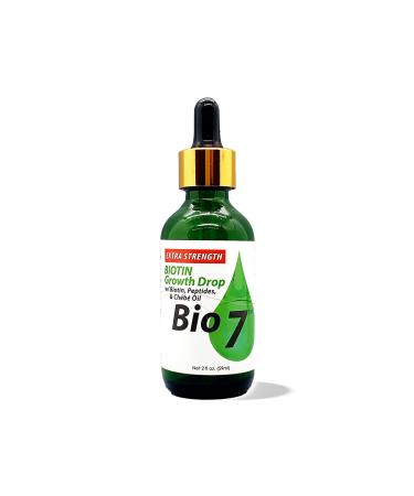 BIO7 BIOTIN GROWTH DROP EXTRA STRENGTH WITH BIOTIN  PEPTIDES  CHEBE OIL   2 Fl Oz - Helps Hair Appear Visibly Thicker  Longer  and Healthier  Improves the Appearance of Hair Thinning  Moisturizes and Conditions Scalp For...