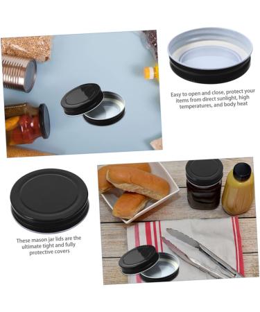 IMIKEYA 16pcs Mason Jar Lids Mason Bottle Lid Canning Jar Caps Sealing Caps Glass Jar Top Metal Lids Black Regular Mouth Mason Jar Lid Bulk Jars Canners for Tinplate Glass Bottle One Body 7.00X7.00X1.50CM Black - Buy Online on GoSupps.com