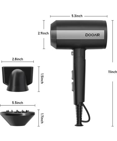 DOOAIR Professional Ionic Hair Dryer with Diffuser - 1875W Powerful Fast Dry - 3 Heating/2 Speed Settings - Blue-Black - Buy Online on GoSupps.com