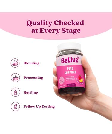 BeLive PMS Support Gummies Supplement Helps Relieve PMS Symptoms Hormonal Balance Mood Swings & Cramps Relief, Bloating Support with Chaste Tree Extract - Strawberry Lemonade Flavor 60 Count - Buy Online on GoSupps.com