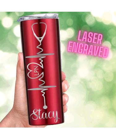 Personalized Nurse Tumbler - Unique Gifts for RN Doctor Nursing Student | Laser Engraved Stethoscope & Heartbeat Design - Buy Online on GoSupps.com