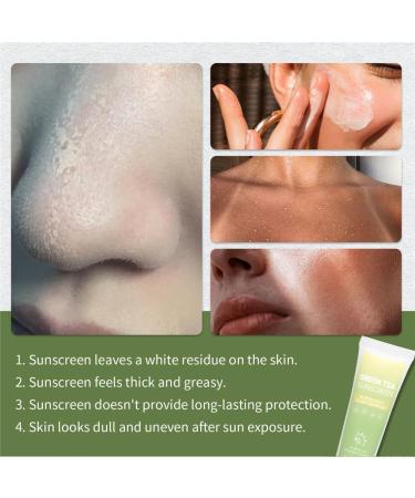 2PCS Green Tea Sunscreen for Face SPF 50 Facial Sunscreen Non-Greasy & No White cast Lightweight Hydrating - Buy Online on GoSupps.com