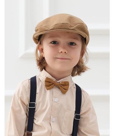 Mint Green Baby Boys Flat Cap | Kids Gentleman Herringbone Tweed Newsboy Baker Boy Hat 6-8 Years Camel - Buy Online on GoSupps.com
