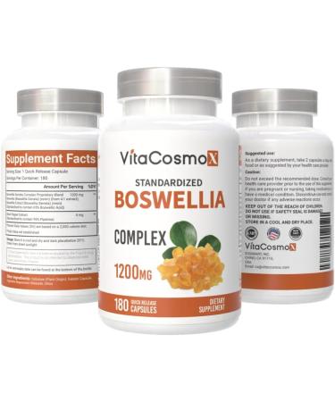 VitaCosmoX Boswellia Serrata Complex 1200 mg 180 Vegetarian Capsules 100% Vegetarian Non-GMO & Gluten Free - Buy Online on GoSupps.com