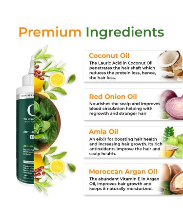 Organic Forest Hair Fall Control Oil - 100% Chemical Free | Argan Almond Coconut Onion & Bhringraj | Hair Oil for Men & Women | 3.4 fl. Oz - Buy Online on GoSupps.com